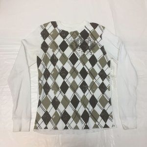 Men's White Long Sleeve MK Machine Graphic T-Shirt Size M Medium